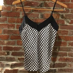 Silkscreen Black & White Houndstooth Silk Top